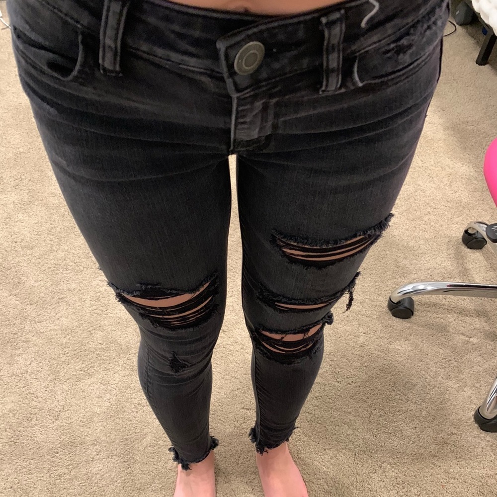 American Eagle Black Ripped Skinny Jeans
